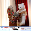 عروسک خرس سفید با پیراهن دخترانه