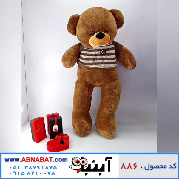 عروسک خرس قهوه ای لباس دار