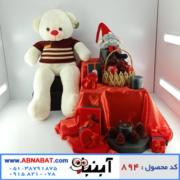 عروسک خرس سفید لباس دار