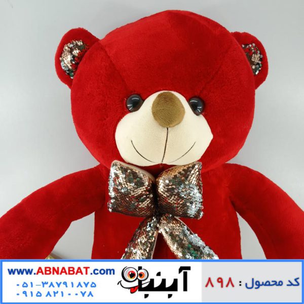 عروسک خرس قرمز پاپیون دار