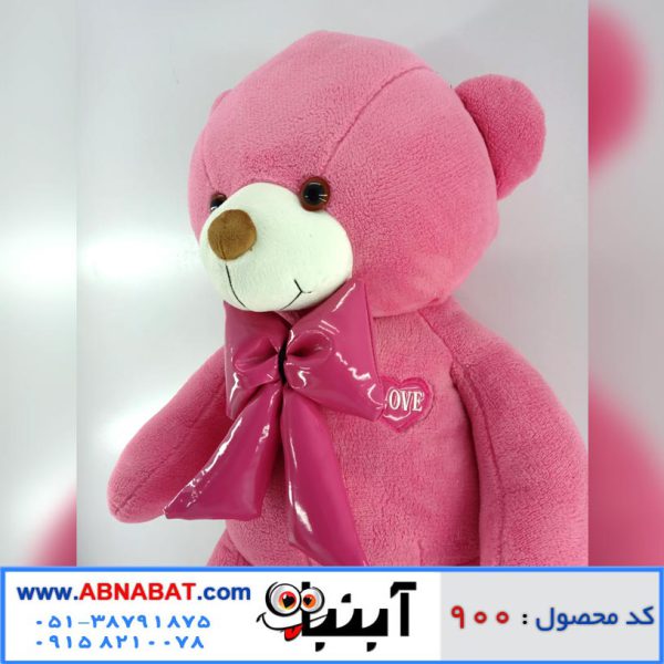 عروسک خرس صورتی پاپیون دار