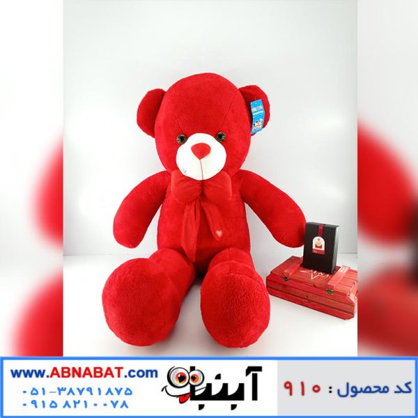 عروسک خرس قرمز پاپیون قرمز